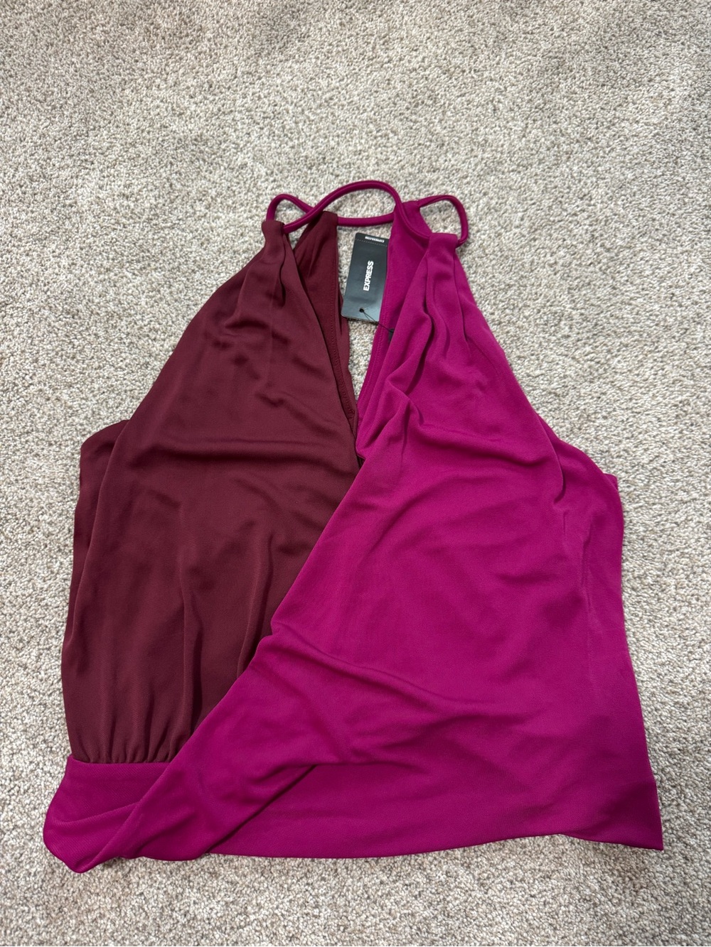 NWT Express Colorblock Halter Surplice Tank Top XS | Berry, Y2K Going Out